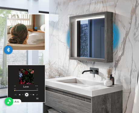 LED vannasistabas spogulis ar WoodenFrame rāmi Oslo ozola krāsā #5