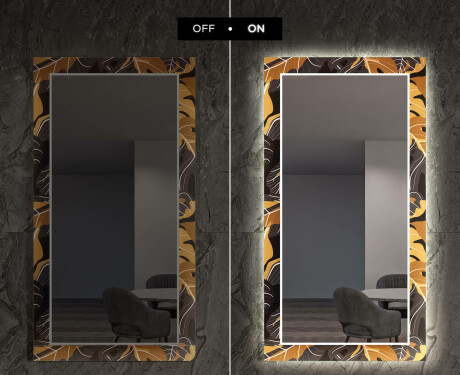 Podświetlane lustro dekoracyjne pionowe LED do przedpokoju - Autumn Jungle #6
