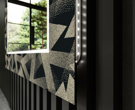 Podświetlane lustro dekoracyjne prostokątne LED do salonu - Dotted Triangles #9