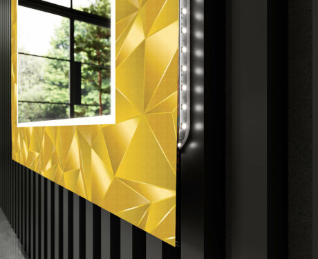 Podświetlane lustro dekoracyjne LED do przedpokoju - Gold Triangles #9
