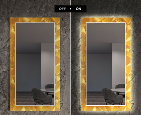 Podświetlane lustro dekoracyjne LED do przedpokoju - Gold Triangles #6