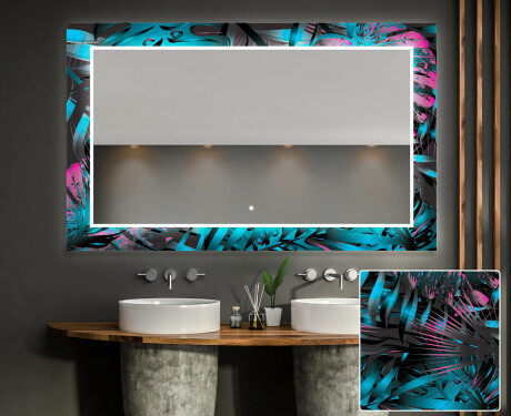 Podświetlane lustro dekoracyjne LED do łazienki - Fluo Tropic