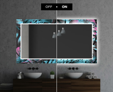 Podświetlane lustro dekoracyjne LED do łazienki - Fluo Tropic #6