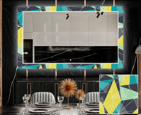 Podświetlane lustro dekoracyjne LED do jadalni - Abstract Geometric