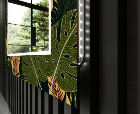 Podświetlane lustro dekoracyjne LED do przedpokoju - Botanical Flowers #9