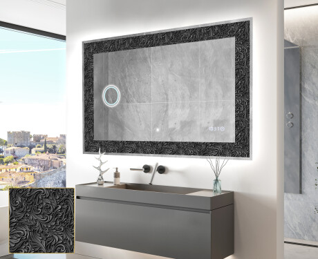 Dekoratīvais spogulis ar aizmugurējo apgaismojumu - Tumšā elegance