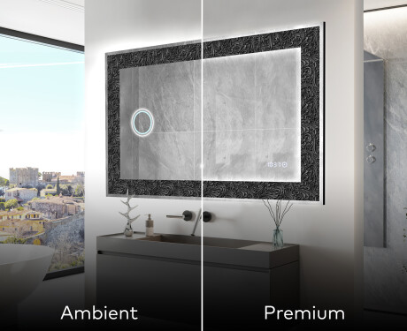 Dekoratīvais spogulis ar aizmugurējo apgaismojumu - Tumšā elegance