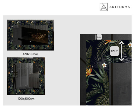 Dekoratīvais spogulis ar aizmugurējo apgaismojumu - Vintage Leaves #2