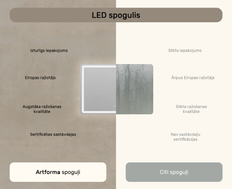 Dizaina LED vannas istabas spogulis 100x70cm ar dubultkrāsu, skārienjutīgo slēdzi, atdalītāju, Bluetooth skaļruni - L141 #7