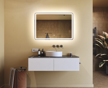 Dizaina LED vannas istabas spogulis 100x70cm ar dubultkrāsu, skārienjutīgo slēdzi, atdalītāju, Bluetooth skaļruni - L141 #9