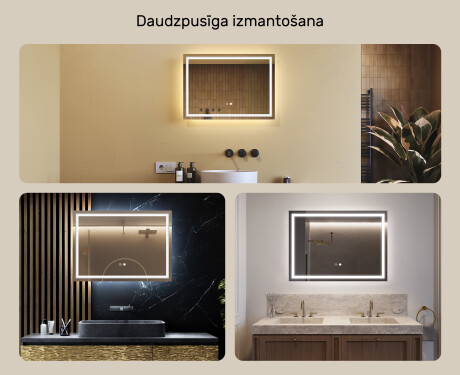 Dizaina LED vannas istabas spogulis ar aizmugurējo apgaismojumu, 70x50 cm, ar dubultkrāsu, skārienjutīgo slēdzi, atvākojumu - L49 #2