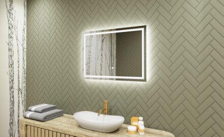Lustro Łazienkowe Podświetlane 70x50cm z Dual color, Włącznik dotykowy, Mata grzewcza - L49