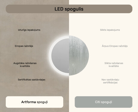 Apaļais vannasistabas spogulis ar LED apgaismojumu 60 cm ar divu krāsu režīmu, skārienjutīgu slēdzi, pretsvīšanas funkciju #7