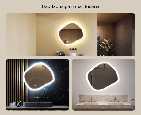 Vannas istabas spogulis ar apgaismojumu, 84×74 cm, divkrāsu, skārienjūtīgs slēdzis, apsildes paklājiņš #2