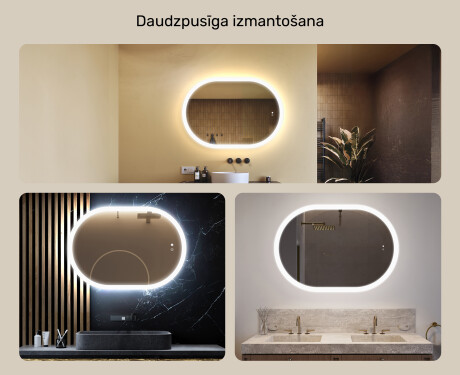 Apgaismots vannas istabas spogulis, 100×70 cm, divkrāsu, skārienjūtīgs slēdzis, apsildes paklājiņš #2