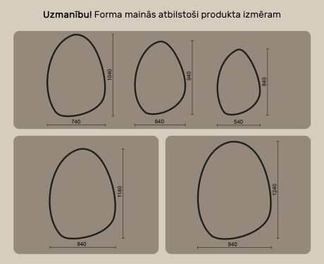 Neregulārs spogulis ar apgaismojumu, 64×94 cm, divkrāsu, skārienjūtīgs slēdzis, apsildes paklājiņš #10