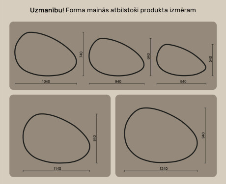 Neregulārs spogulis ar apgaismojumu, 114×84 cm, divkrāsu, skārienjūtīgs slēdzis, apsildes paklājiņš #10
