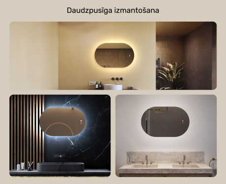 Apgaismots vannas istabas spogulis, 80×50 cm, divkrāsu, skārienjūtīgs slēdzis, apsildes paklājiņš #2