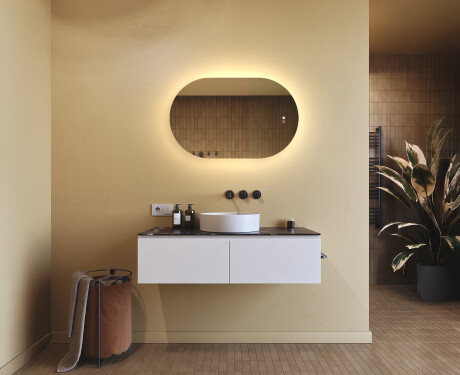 Ovāls spogulis ar LED apgaismojumu 80x50/50x80 cm, divu krāsu, pieskāriena slēdzis, sildīšanas paklājs #9