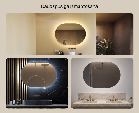 Apgaismots vannas istabas spogulis, 100×70 cm, divkrāsu, skārienjūtīgs slēdzis, apsildes paklājiņš #2