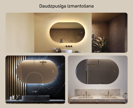 Apgaismots vannas istabas spogulis, 120×70 cm, divkrāsu, skārienjūtīgs slēdzis, apsildes paklājiņš #2