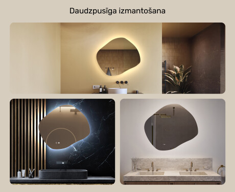 Vannasistabas spogulis ar apgaismojumu, 74×64 cm, divkrāsu, skārienjūtīgs slēdzis, apsildes paklājiņš #2
