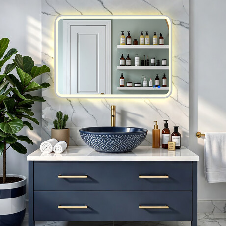 Noapaļots LED spogulis ar apgaismojumu - 80x60/100x70/120x70 cm sudraba alumīnija rāmī #4