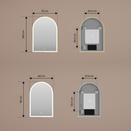 Neregulāras formas LED spogulis zelta alumīnija rāmī #3