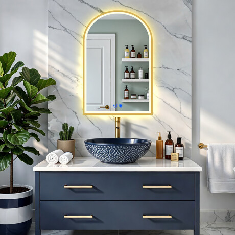 Neregulāras formas LED spogulis zelta alumīnija rāmī #4