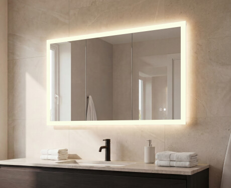 Taisnstūra LED vannasistabas spogulis 80x60/60x80 cm ar Dual Color, skārienjutīgu slēdzi un apsildes paklājiņu