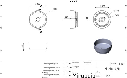MARTA 420 MIRASOFT izlietne