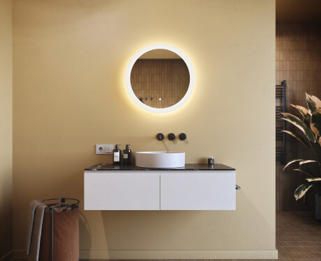 Apaļš vannas istabas spogulis ar LED apgaismojumu 60 cm ar dubulto krāsu, skārienjutīgais slēdzis #8