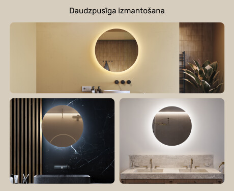 Apaļš LED vannas istabas spogulis ar aizmugurējo apgaismojumu, 70 cm, ar vēsu LED krāsu 7000K, siltu krāsu 3000K vai neitrālu krāsu 4500K #2