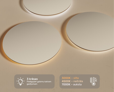Apaļš LED vannas istabas spogulis ar aizmugurējo apgaismojumu, 70 cm, ar vēsu LED krāsu 7000K, siltu krāsu 3000K vai neitrālu krāsu 4500K #3
