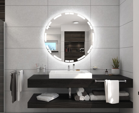 Podświetlane okrągłe lustro łazienkowe LED na ścianę na baterie L121 #4