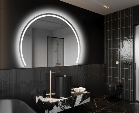 Pusapļa spogulis LED izgaismots sienas spogulis W223