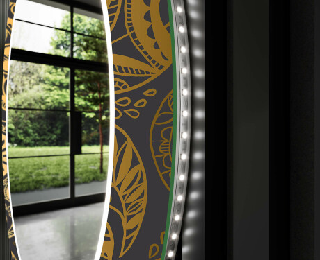 Okrągłe Lustro Do Przedpokoju Podświetlane Dekoracyjne LED - Ancient Pattern #9