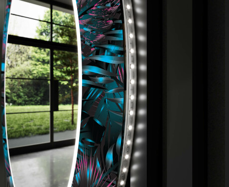 Okrągłe lustro do łazienki dekoracyjne z oświetleniem LED  - Fluo Tropic #9