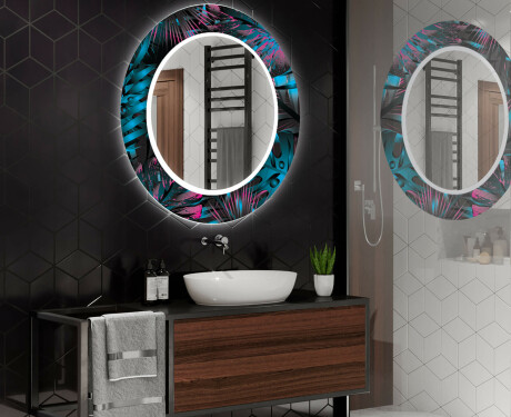 Okrągłe lustro do łazienki dekoracyjne z oświetleniem LED  - Fluo Tropic #2