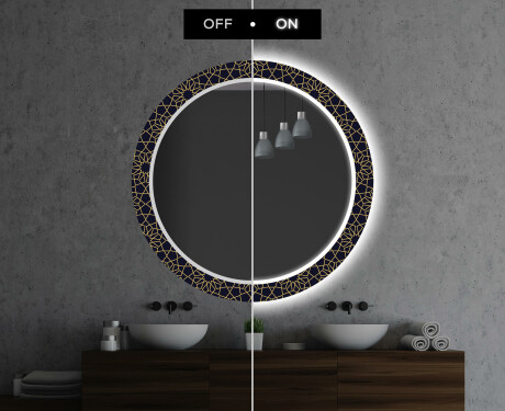 Okrągłe Lustro Łazienkowe Dekoracyjne Podświetlane LED Ornament #5