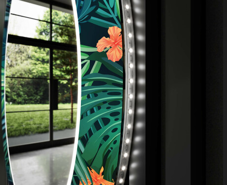 Okrągłe Lustro Łazienkowe Podświetlane Dekoracyjne LED - Tropical #9