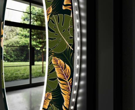 Okrągłe podświetlane lustro dekoracyjne LED do przedpokoju - Botanical Flowers #9