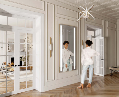 Pionowe lustro w ramie na ścianę pionowe podświetlane do przedpokoju LED L02 #6