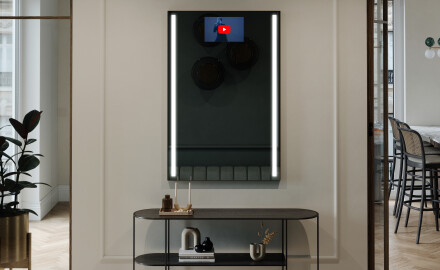 Pionowe lustro w ramie na ścianę pionowe podświetlane do przedpokoju LED L02