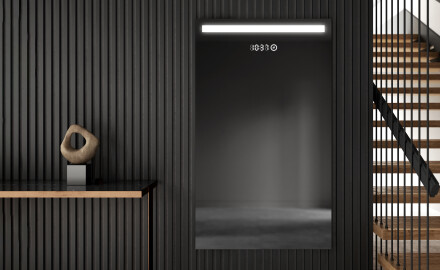 Pionowe lustro w ramie na ścianę podświetlane do przedpokoju LED L12