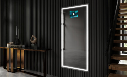Duże pionowe lustro w ramie na ścianę podświetlane do przedpokoju LED L49