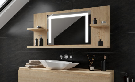 Lustro łazienkowe LED z Półkami L11