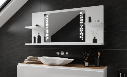 Lustro łazienkowe LED z Półkami L38