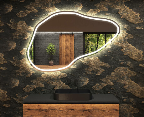 Lustro LED nieregularne z oświetleniem na ścianę P223