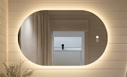 Apgaismots vannas istabas spogulis, divkrāsu, skārienjūtīgs slēdzis, apsildes paklājiņš